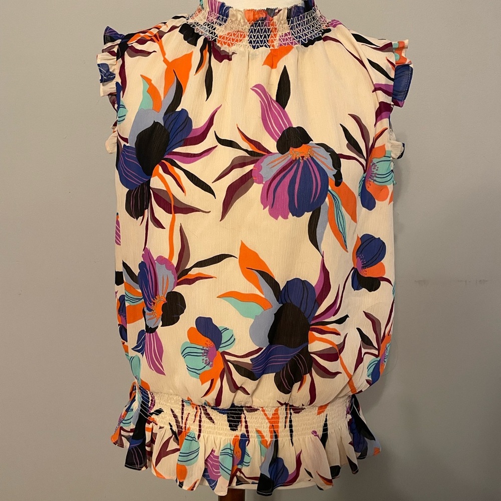 J.Crew Tropical Floral Sleeveless Top Size 12 Tall